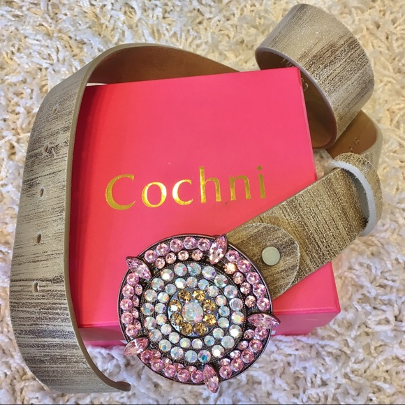 Accessories - NWB! Cochni Real Leather Rhinestone Buckle Belt